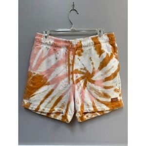 Dickies Orange Pink Tie Dye Fleece Sweat Shorts Mens Medium Drawstring EUC